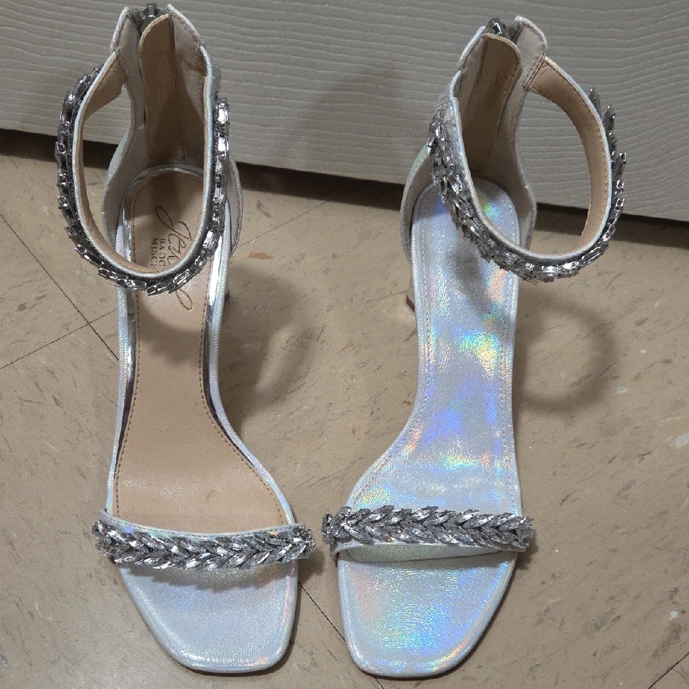 Elegant Silver Women's Heels with Braided Straps